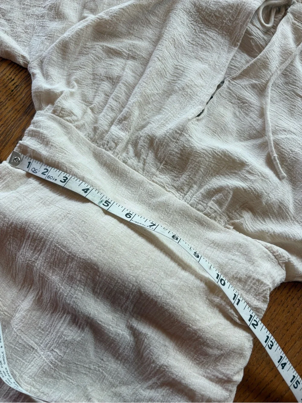Free People The Only One Mini Dress Cream Gauze Beachy Long Sleeve Tie Waist S